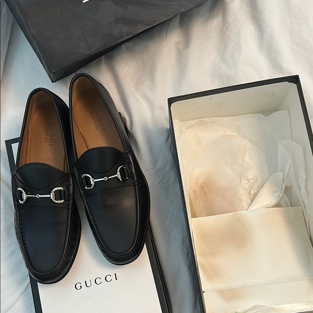 Gucci Black Leather Horsebit Loafers Men’s size 12 Brand New in Box